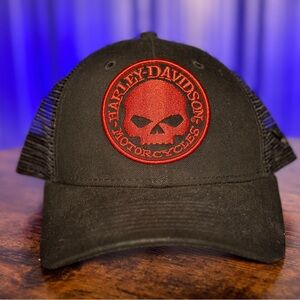 Harley-Davidson Men’s Orange Willie G Skull Trucker Cap